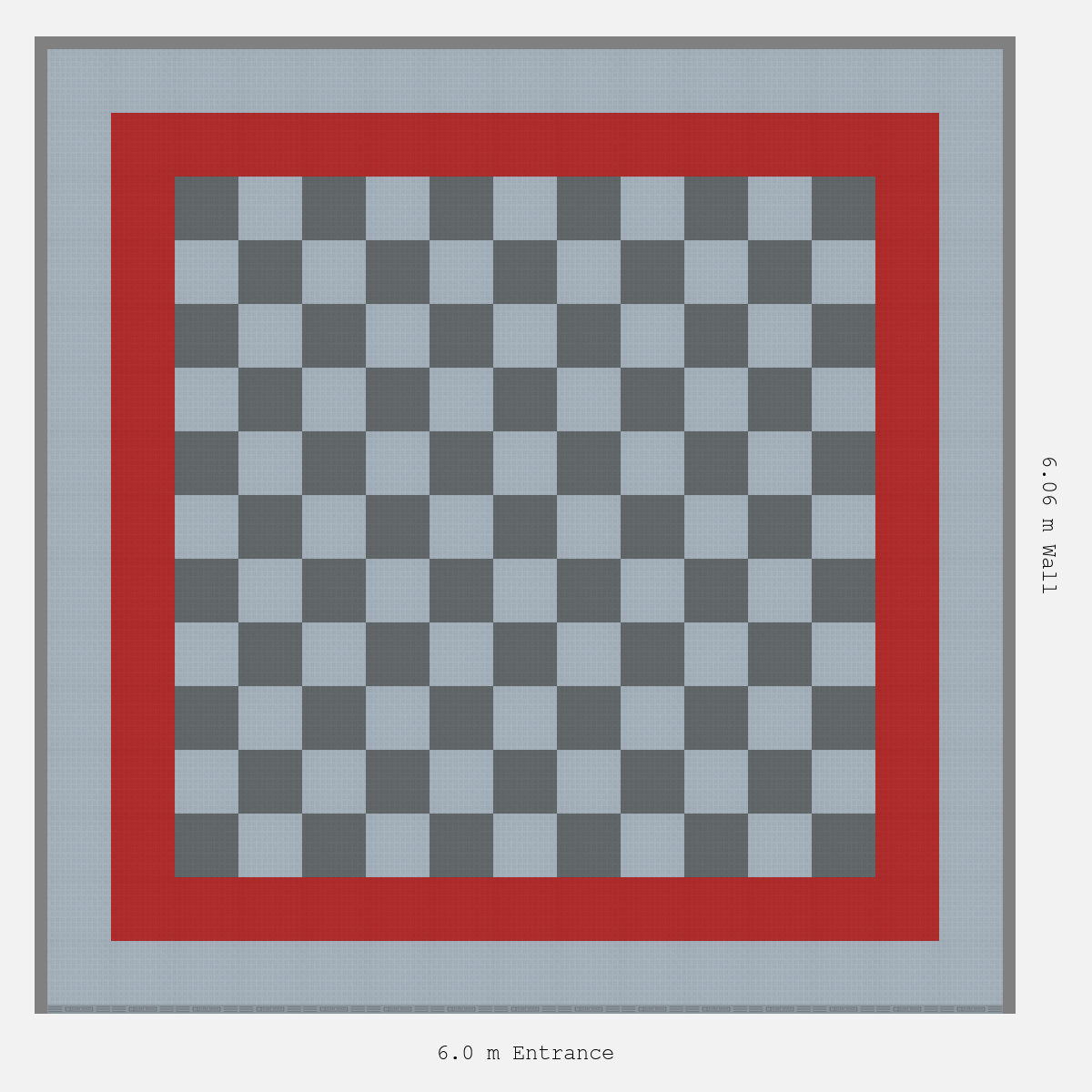 ULTRATUFF Double Border Chequer Infill Design Outer: Silver Grey - Inner: Crimson Red - Infill: Space Grey - Silver Grey