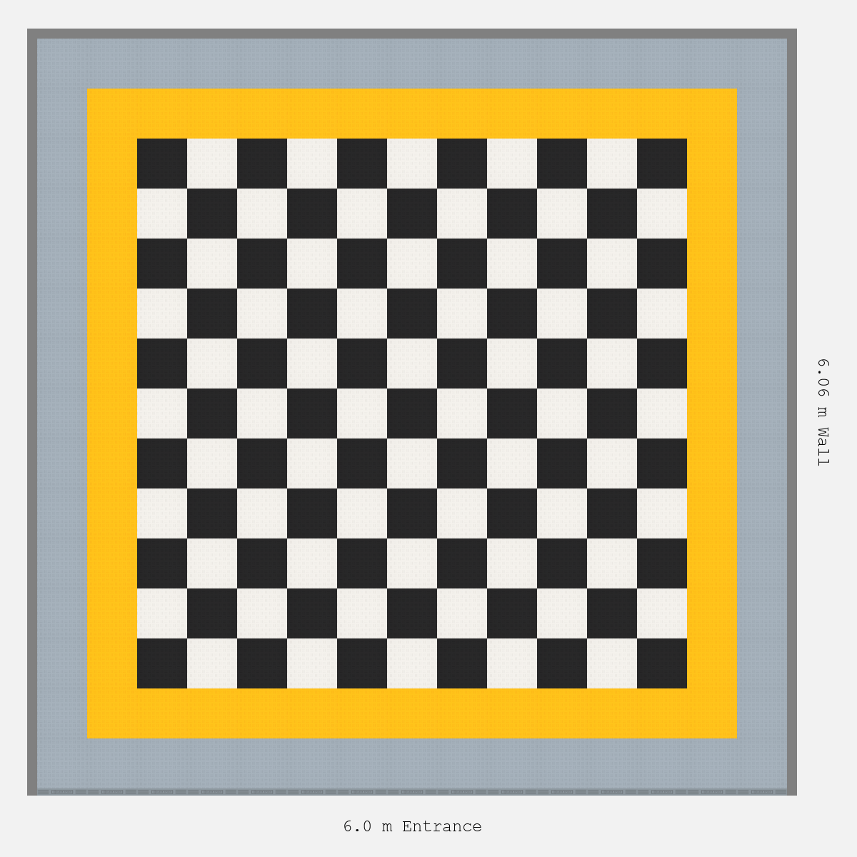 ULTRATUFF Double Border Chequer Infill Design Outer: Silver Grey - Inner: Speed Yellow - Infill: Jet Black - Alpine White
