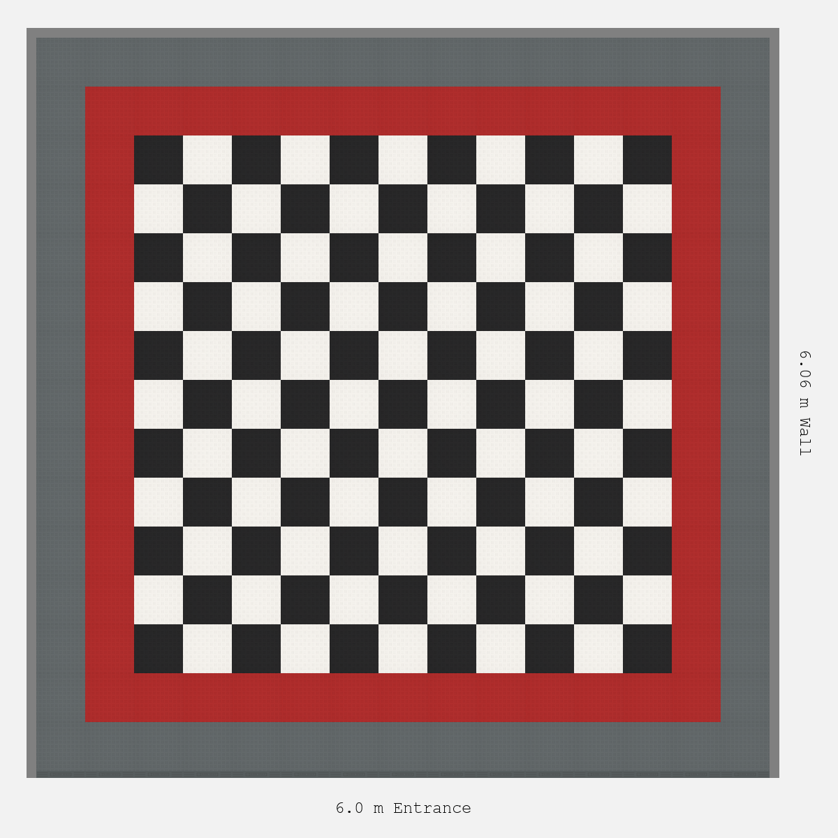 ULTRATUFF Double Border Chequer Infill Design Outer: Space Grey - Inner: Crimson Red - Infill: Jet Black - Alpine White