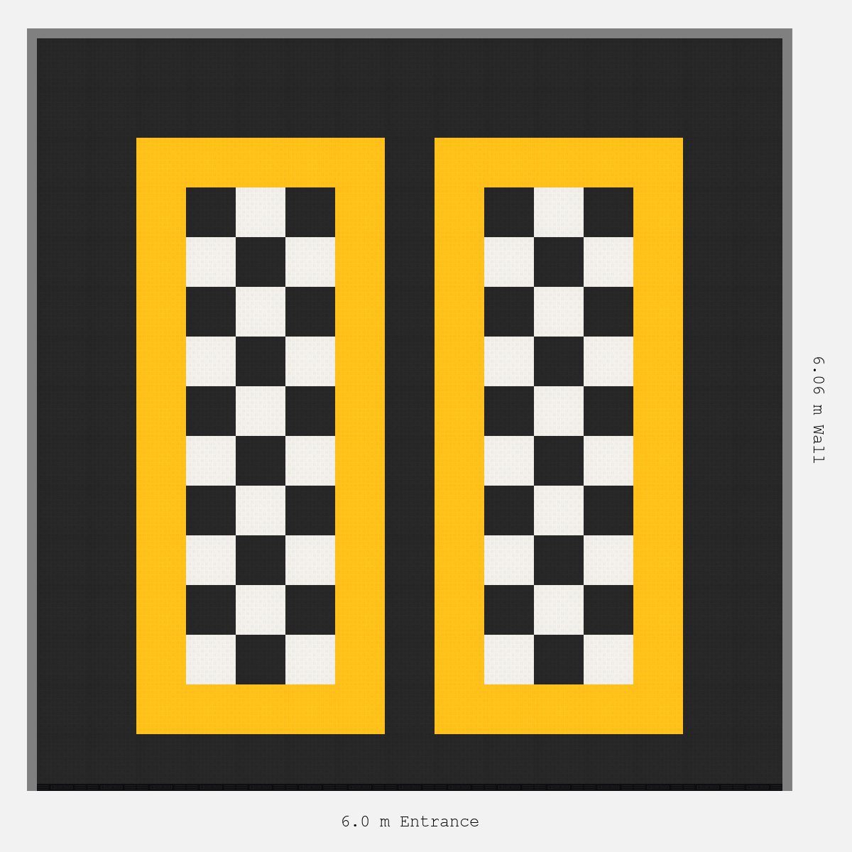 ULTRATUFF Parking Bay Chequer Infill Design Base: Jet Black - Outline: Speed Yellow - Infill: Jet Black - Alpine White