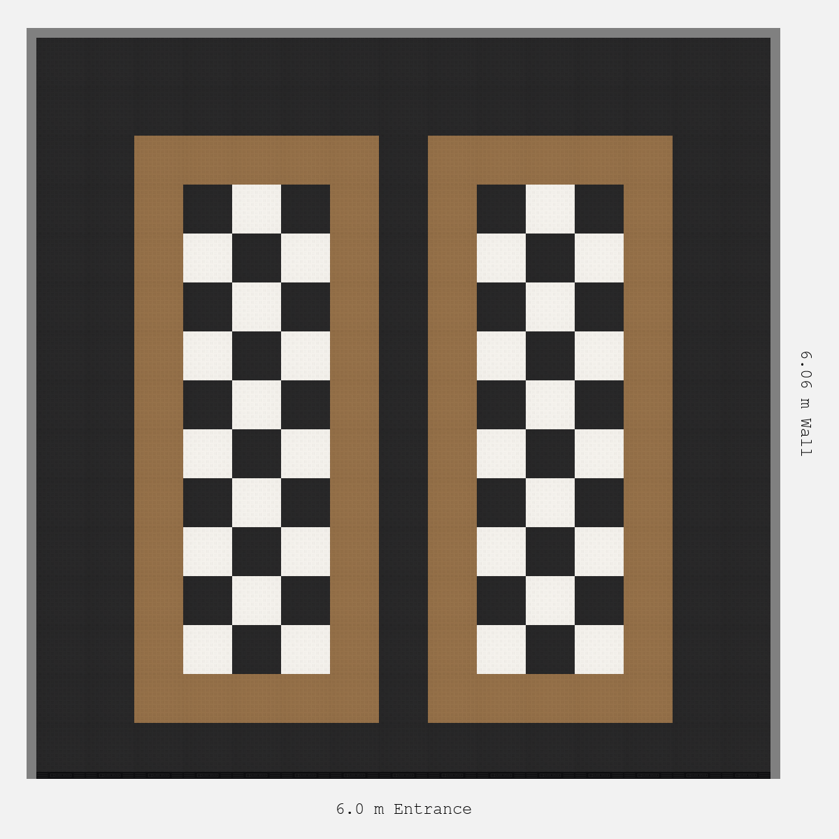 ULTRATUFF Parking Bay Chequer Infill Design Base: Jet Black - Outline: Trophy Gold - Infill: Jet Black - Alpine White