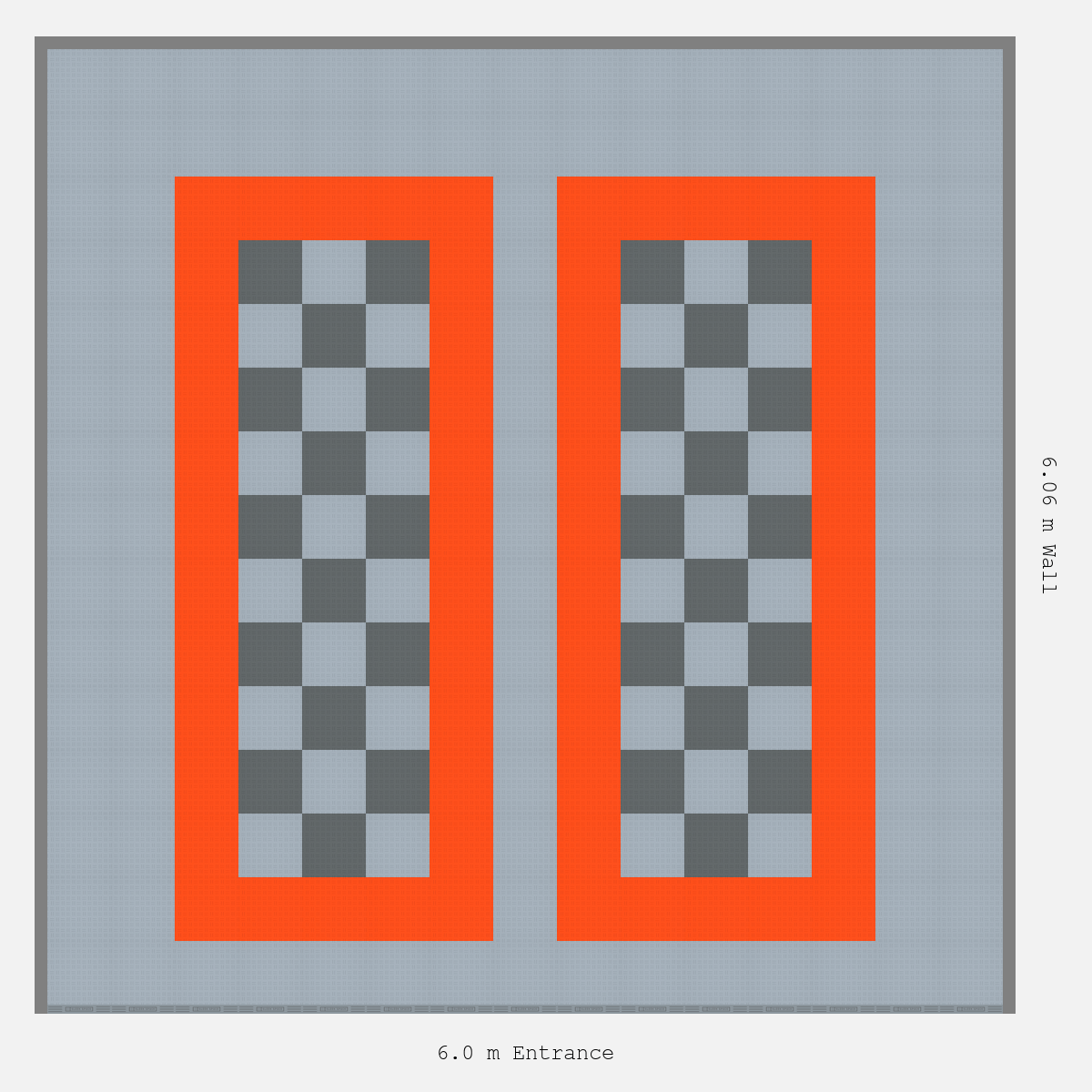 ULTRATUFF Parking Bay Chequer Infill Design Base: Silver Grey - Outline: Lava Orange - Infill: Space Grey - Silver Grey