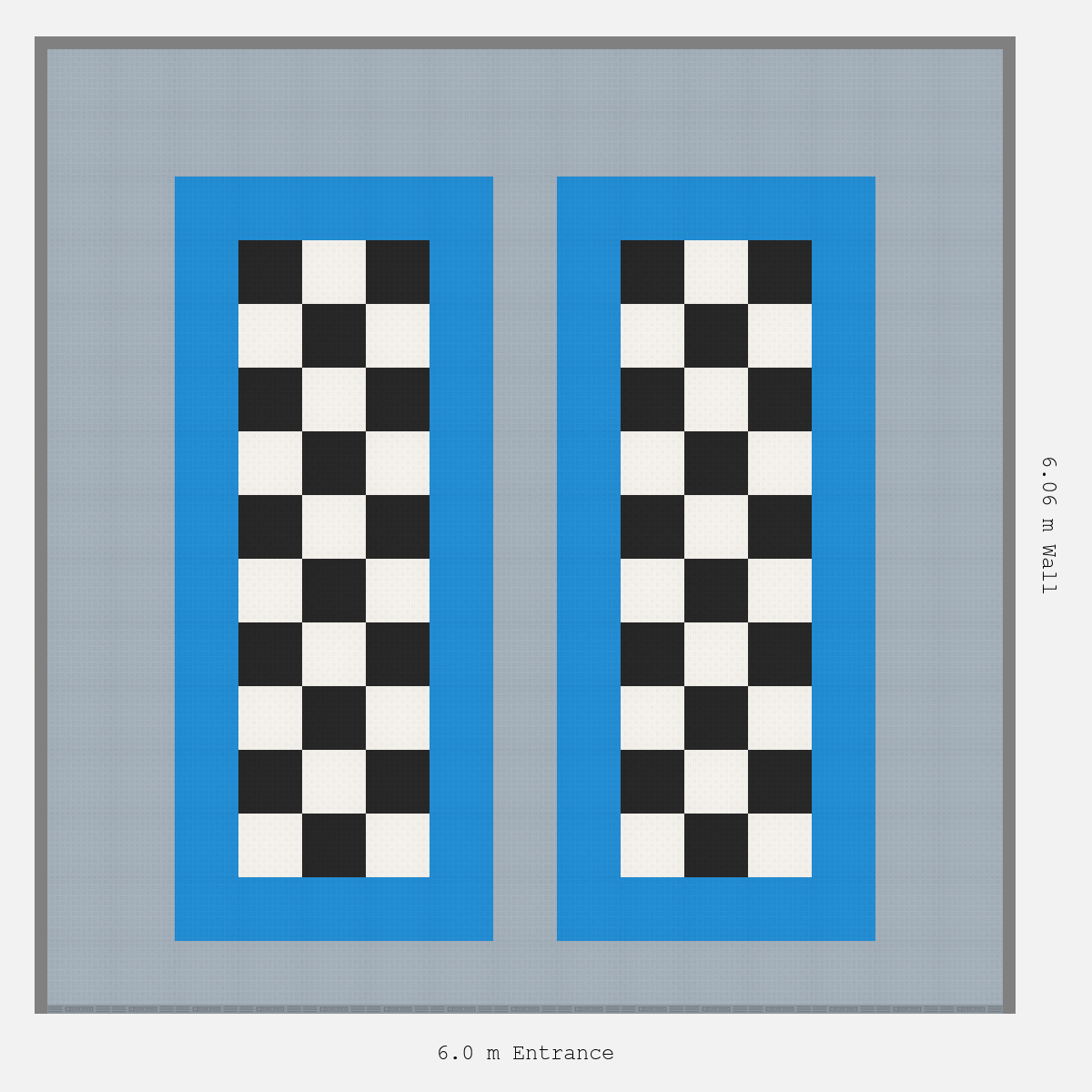 ULTRATUFF Parking Bay Chequer Infill Design Base: Silver Grey - Outline: Riviera Blue - Infill: Jet Black - Alpine White