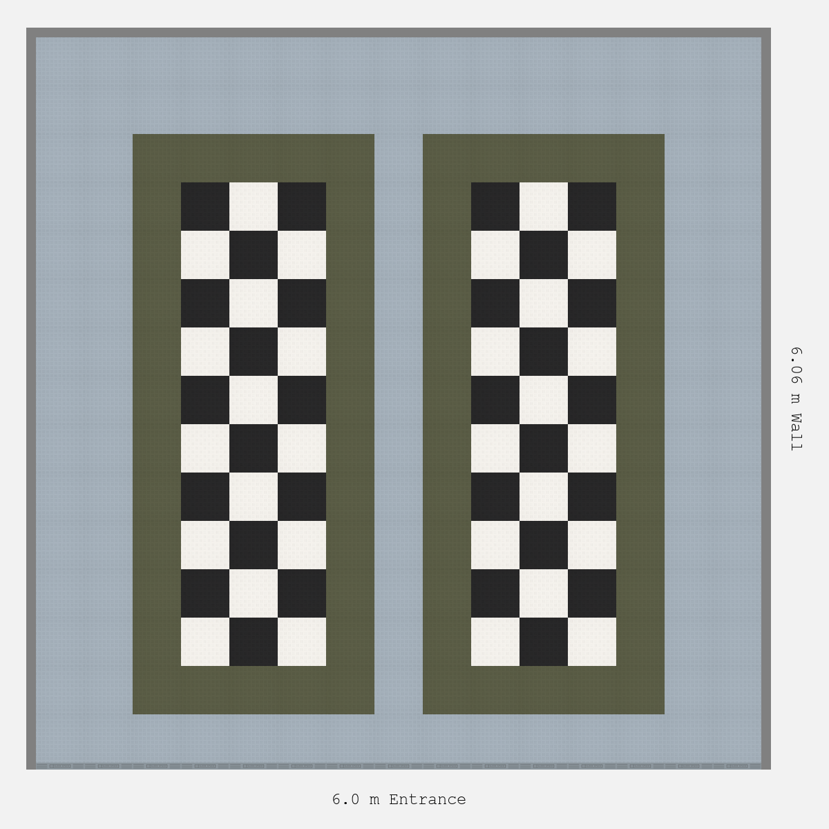 ULTRATUFF Parking Bay Chequer Infill Design Base: Silver Grey - Outline: Tactical Olive - Infill: Jet Black - Alpine White