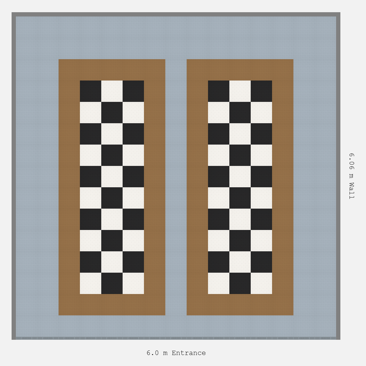 ULTRATUFF Parking Bay Chequer Infill Design Base: Silver Grey - Outline: Trophy Gold - Infill: Jet Black - Alpine White