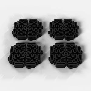Four EXTENDER Corners in Jet Black, each 100 x 100 x 18 mm