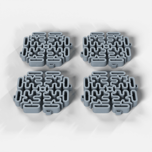 Four EXTENDER Corners in Silver Grey, each 100 x 100 x 18 mm