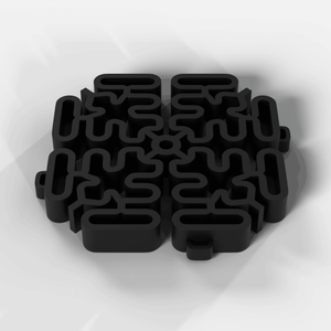 EXTENDER Corner in Jet Black, close up of the 100 x 100 mm piece
