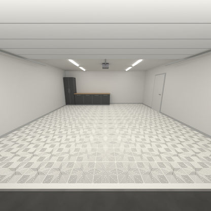 ULTRAFLUX Double Garage Floor Kit, Single Colour, Alpine White, seen from the garage door