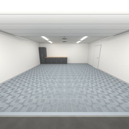 ULTRAFLUX Double Garage Floor Kit, Single Colour, Silver Grey, seen from the garage door