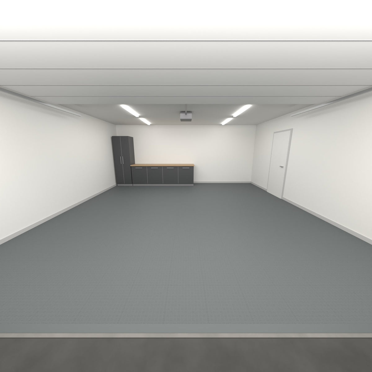 ULTRATUFF Double Garage Floor Kit, Single Colour, Space Grey, seen from the garage door