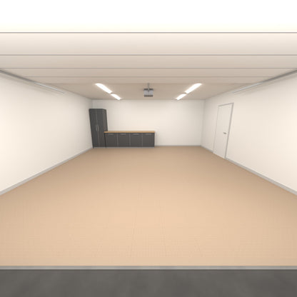ULTRATUFF Double Garage Floor Kit, Single Colour, Stone Beige, seen from the garage door