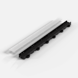 One LED channel in Jet Black with its frosted lid lifted off