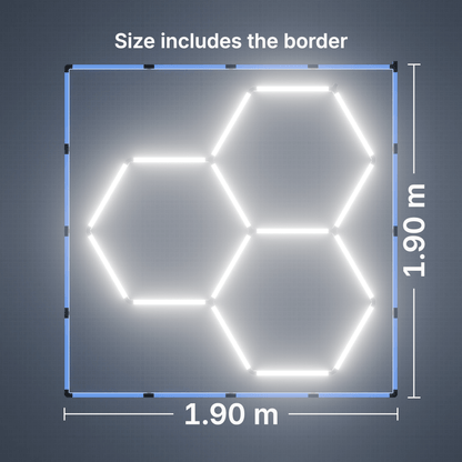ULTRABEAM LED Light Kit Hex Classic 3-Grid A, Blue border: its size, measured