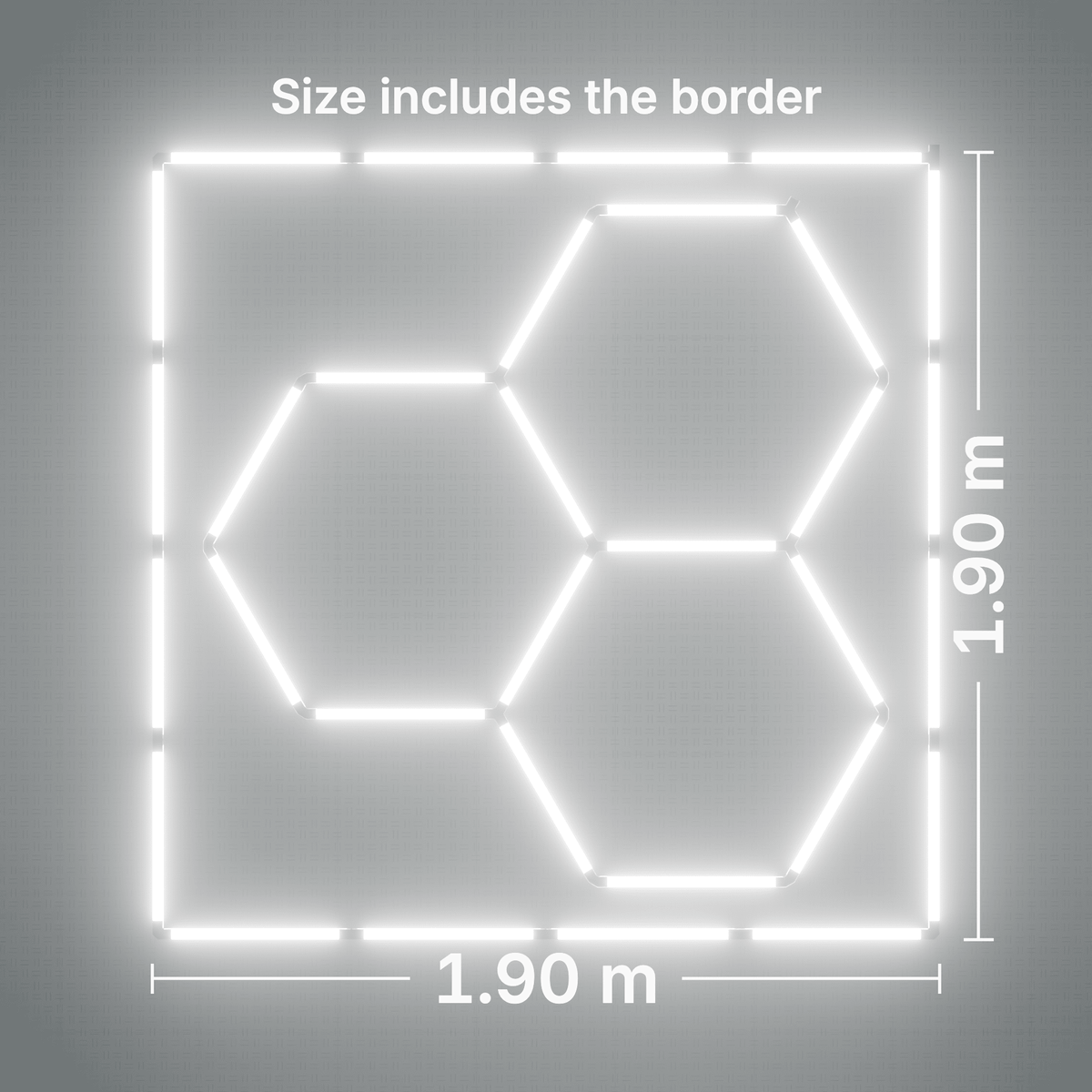 ULTRABEAM LED Light Kit Hex Classic 3-Grid A, Cool Daylight border: its size, measured