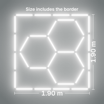 ULTRABEAM LED Light Kit Hex Classic 3-Grid A, Cool Daylight border: its size, measured