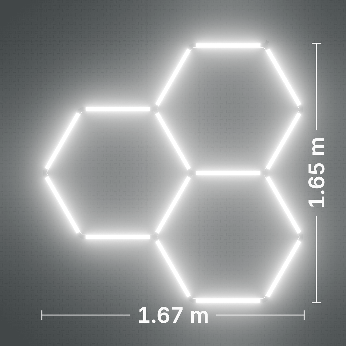 ULTRABEAM LED Light Kit Hex Classic 3-Grid A, no border: its size, measured