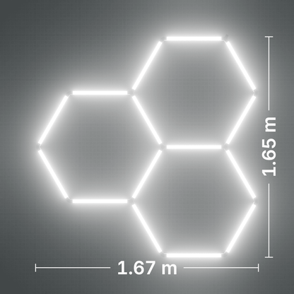 ULTRABEAM LED Light Kit Hex Classic 3-Grid A, no border: its size, measured