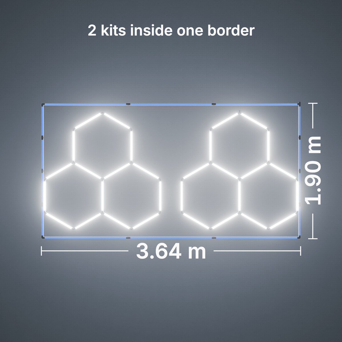 ULTRABEAM LED Light Kit Hex Classic 3-Grid A, pack of 2, Blue border: its size, measured