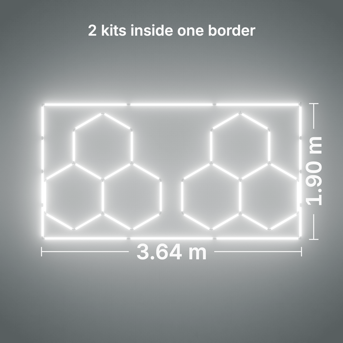ULTRABEAM LED Light Kit Hex Classic 3-Grid A, pack of 2, Cool Daylight border: its size, measured