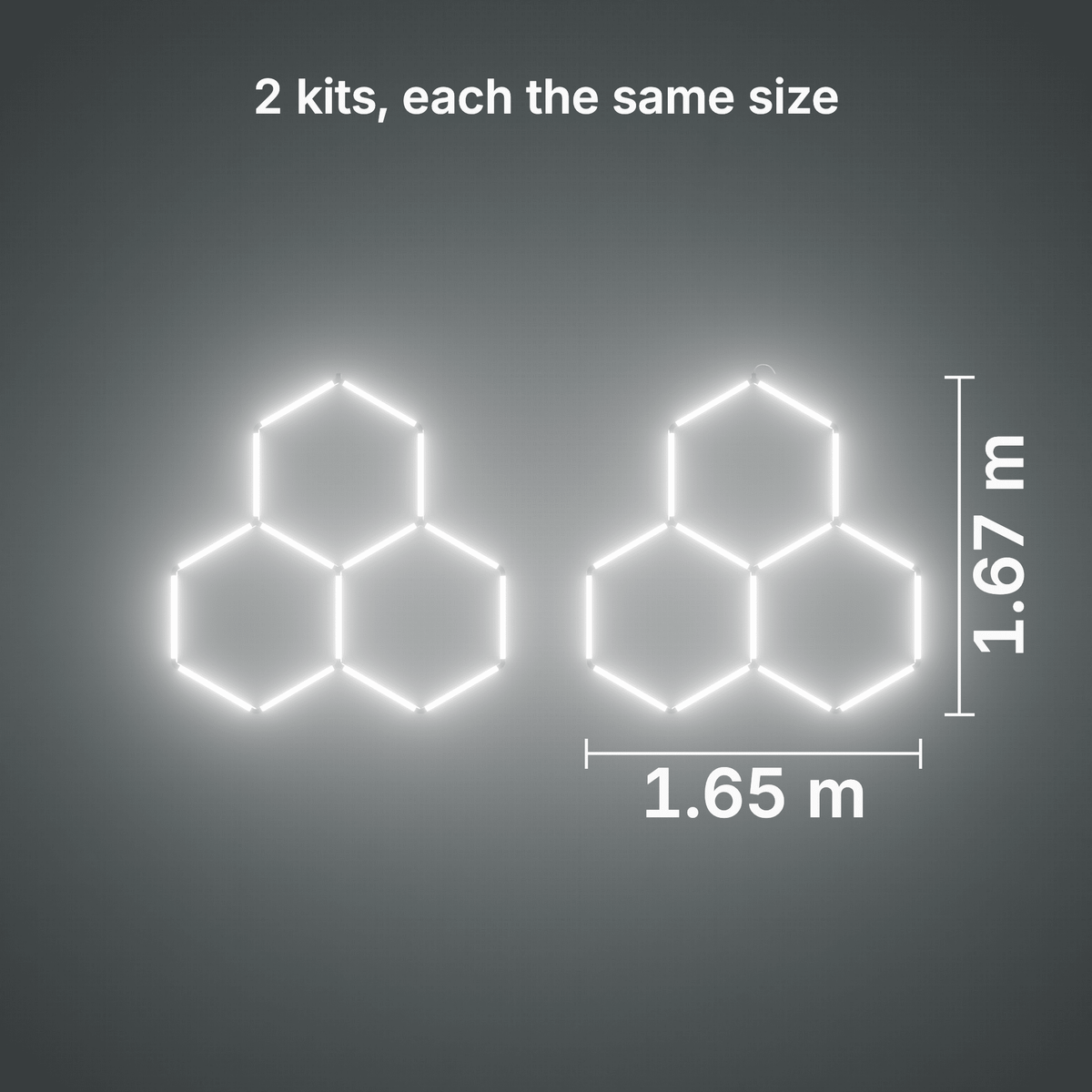 ULTRABEAM LED Light Kit Hex Classic 3-Grid A, pack of 2, no border: its size, measured