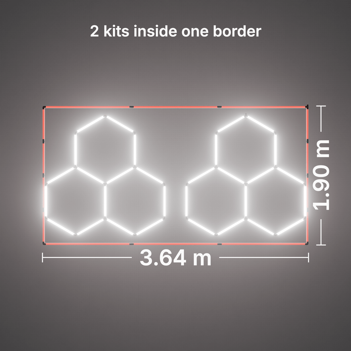 ULTRABEAM LED Light Kit Hex Classic 3-Grid A, pack of 2, Red border: its size, measured