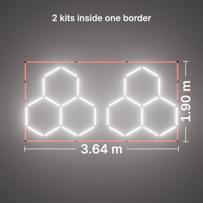 ULTRABEAM LED Light Kit Hex Classic 3-Grid A, pack of 2, Red border: its size, measured