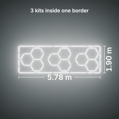 ULTRABEAM LED Light Kit Hex Classic 3-Grid A, pack of 3, Cool Daylight border: its size, measured