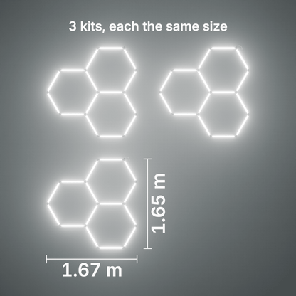 ULTRABEAM LED Light Kit Hex Classic 3-Grid A, pack of 3, no border: its size, measured