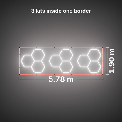 ULTRABEAM LED Light Kit Hex Classic 3-Grid A, pack of 3, Red border: its size, measured