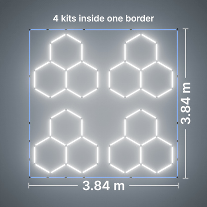 ULTRABEAM LED Light Kit Hex Classic 3-Grid A, pack of 4, Blue border: its size, measured