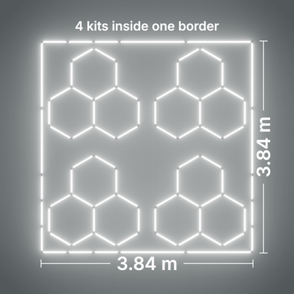 ULTRABEAM LED Light Kit Hex Classic 3-Grid A, pack of 4, Cool Daylight border: its size, measured