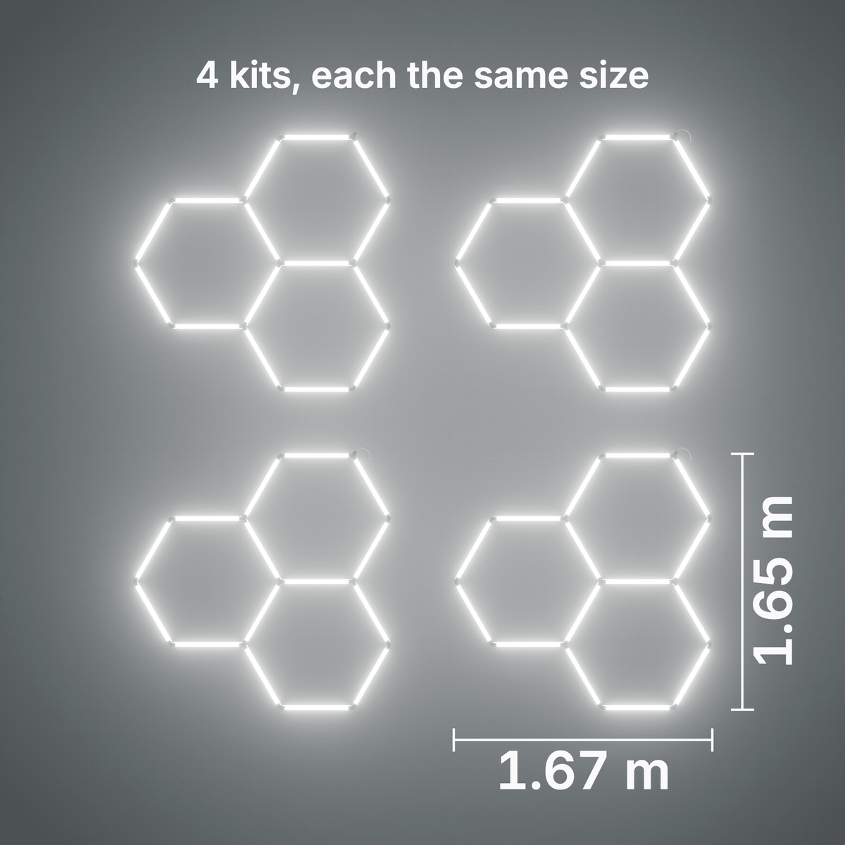 ULTRABEAM LED Light Kit Hex Classic 3-Grid A, pack of 4, no border: its size, measured