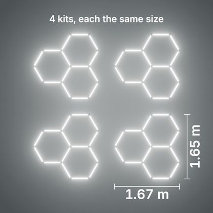 ULTRABEAM LED Light Kit Hex Classic 3-Grid A, pack of 4, no border: its size, measured