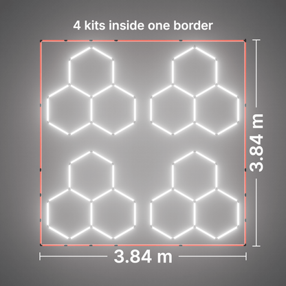 ULTRABEAM LED Light Kit Hex Classic 3-Grid A, pack of 4, Red border: its size, measured