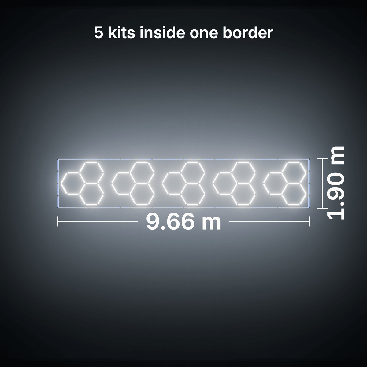 ULTRABEAM LED Light Kit Hex Classic 3-Grid A, pack of 5, Blue border: its size, measured