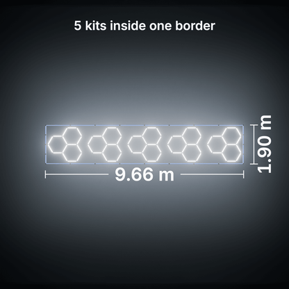 ULTRABEAM LED Light Kit Hex Classic 3-Grid A, pack of 5, Blue border: its size, measured
