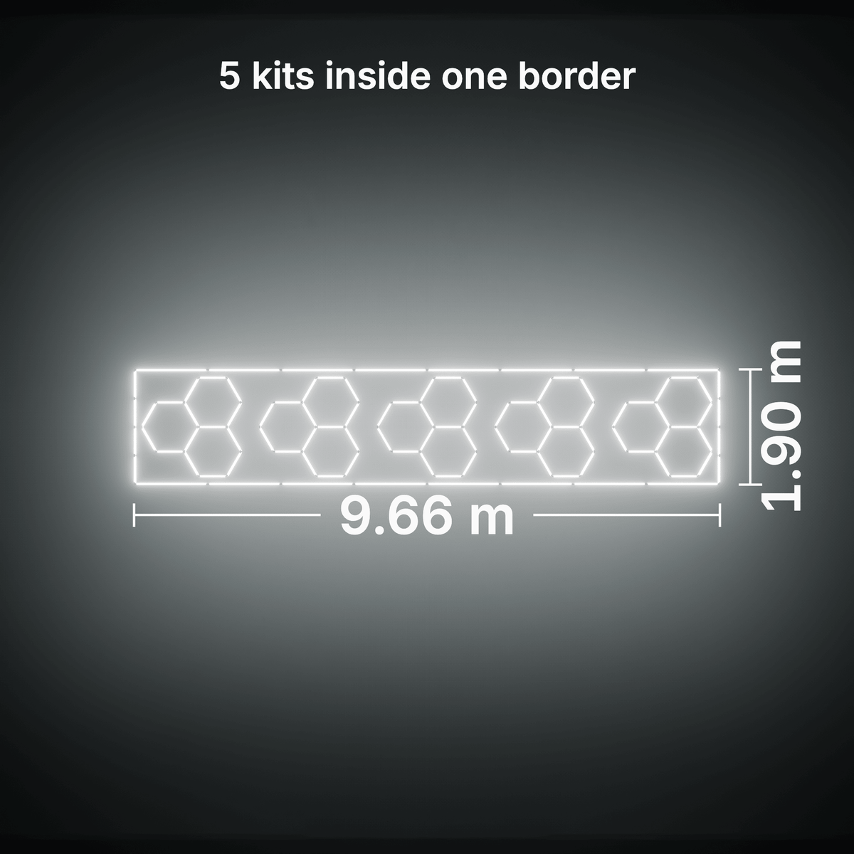 ULTRABEAM LED Light Kit Hex Classic 3-Grid A, pack of 5, Cool Daylight border: its size, measured