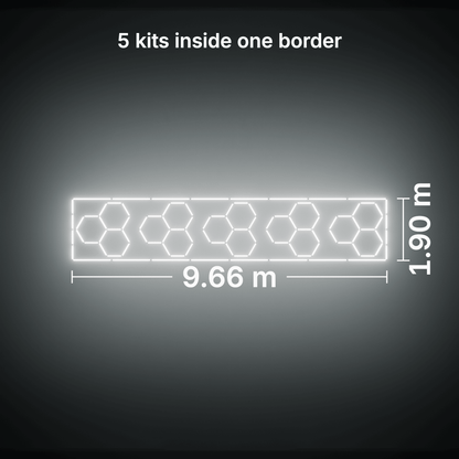 ULTRABEAM LED Light Kit Hex Classic 3-Grid A, pack of 5, Cool Daylight border: its size, measured