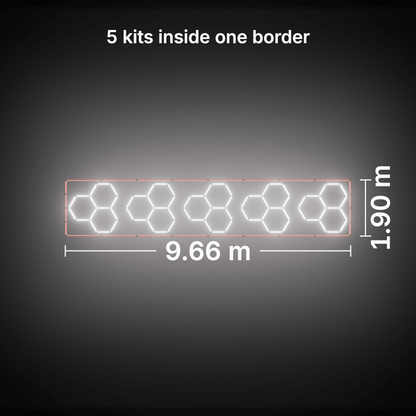 ULTRABEAM LED Light Kit Hex Classic 3-Grid A, pack of 5, Red border: its size, measured