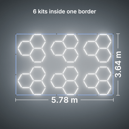 ULTRABEAM LED Light Kit Hex Classic 3-Grid A, pack of 6, Blue border: its size, measured