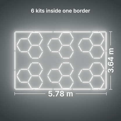ULTRABEAM LED Light Kit Hex Classic 3-Grid A, pack of 6, Cool Daylight border: its size, measured
