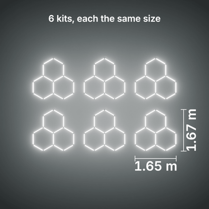 ULTRABEAM LED Light Kit Hex Classic 3-Grid A, pack of 6, no border: its size, measured