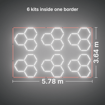 ULTRABEAM LED Light Kit Hex Classic 3-Grid A, pack of 6, Red border: its size, measured