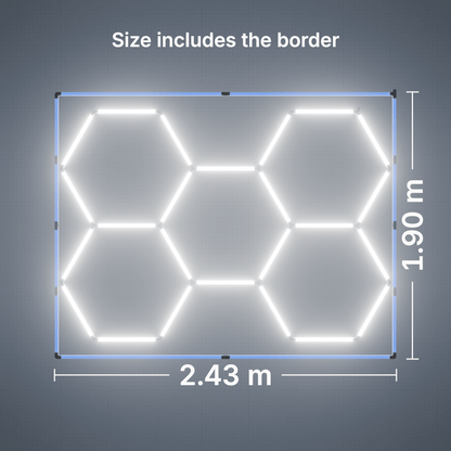 ULTRABEAM LED Light Kit Hex Classic 5-Grid B, Blue border: its size, measured
