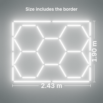 ULTRABEAM LED Light Kit Hex Classic 5-Grid B, Cool Daylight border: its size, measured