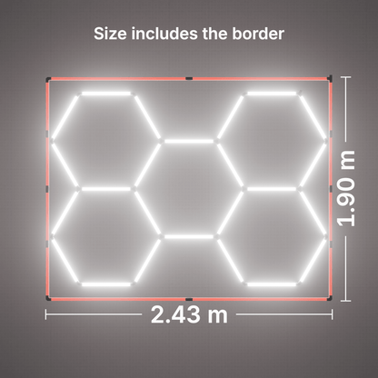 ULTRABEAM LED Light Kit Hex Classic 5-Grid B, Red border: its size, measured