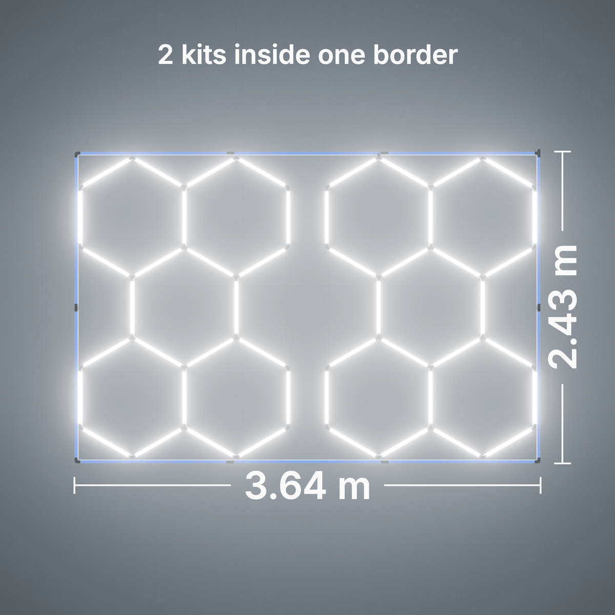 ULTRABEAM LED Light Kit Hex Classic 5-Grid B, pack of 2, Blue border: its size, measured