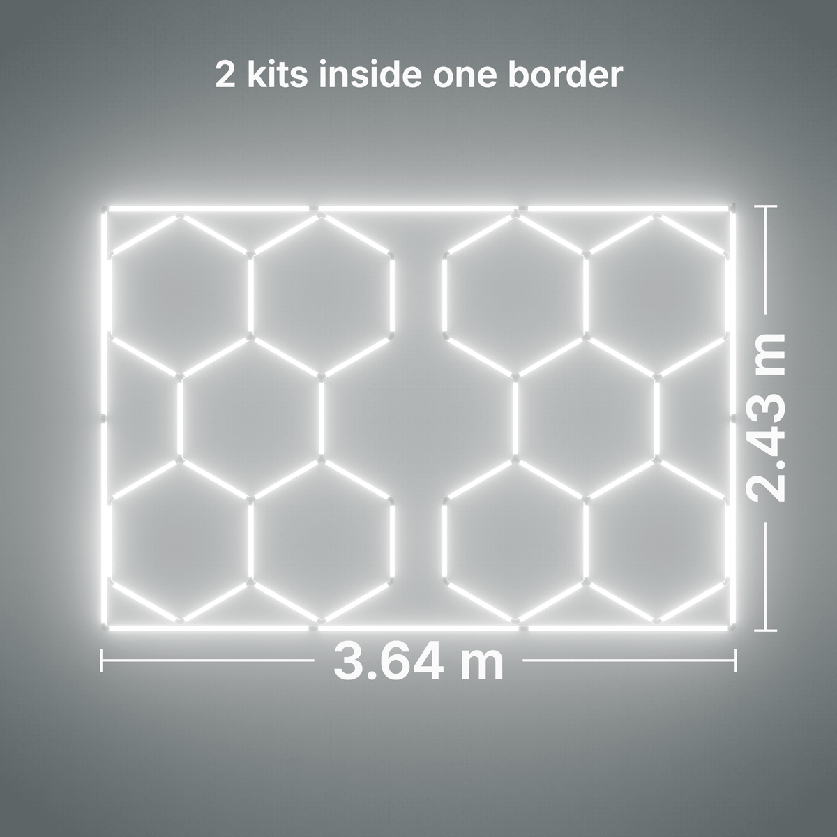 ULTRABEAM LED Light Kit Hex Classic 5-Grid B, pack of 2, Cool Daylight border: its size, measured