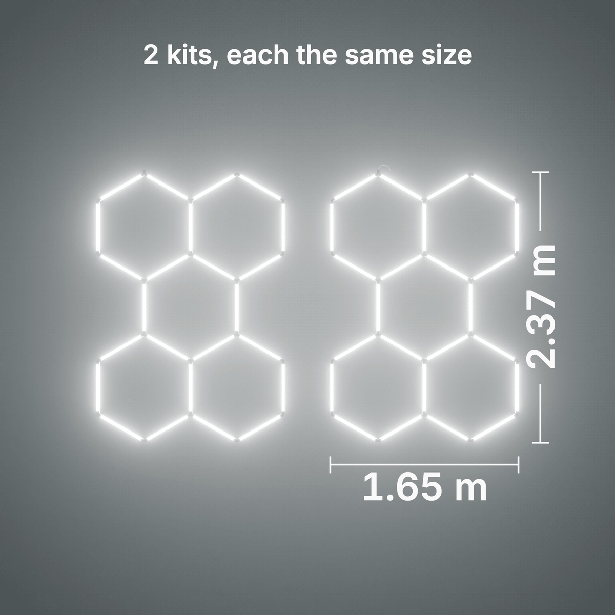 ULTRABEAM LED Light Kit Hex Classic 5-Grid B, pack of 2, no border: its size, measured